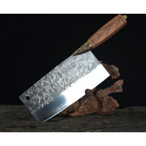 6Cr13MoV steel slicing knife square kitchen knife sour wood handle Longquan hand forged sharp chef knife for home use