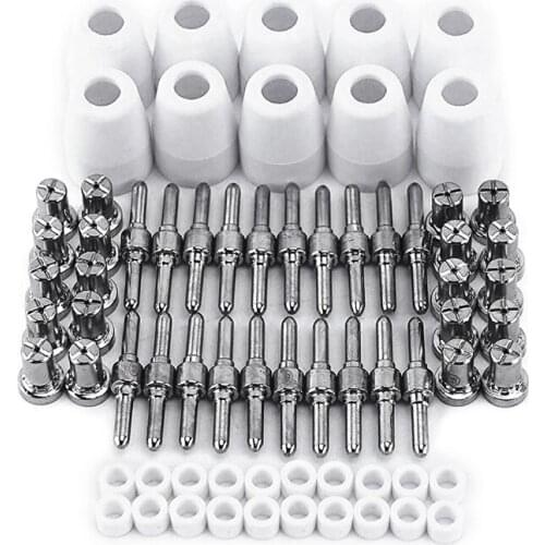 70pcs Plasma Cutting Torch Consumable Cutting Extended Long Shield Cup Swirl Baffle 40A PT31 Plasma Torch Tip