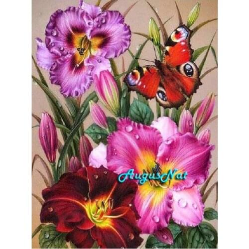 Orchid diamond painting full square flower banquet wall art diy butterfly diamond dots pictures resin beads painting stickers