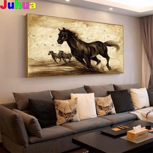 Word Map 5d Diy diamond painting stitch modern Wall artwork,mosaic 5d running horse diamond embroidery living room decor
