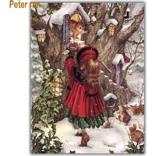 Diy Diamond painting portrait cross stitch Home Decor Square\Round diamond mosaic Full Diamond embroidery Girl tree house rabbi