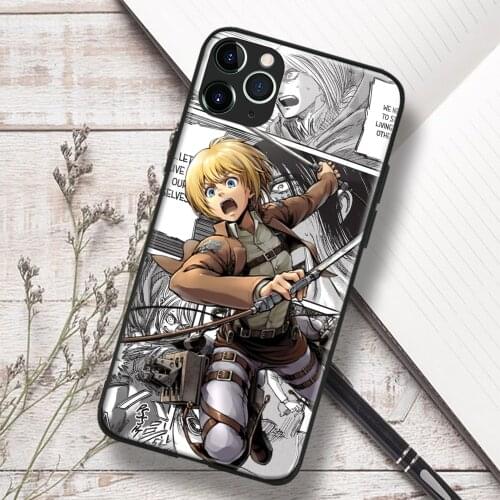 Armin Arlert Attack on Titan anime Soft TPU Glass Phone Case for IPhone SE 6s 7 8 Plus X Xr Xs 11 12 Mini Pro Max Samsung