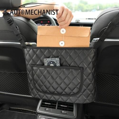 Car Seat Organizer Interior Seat Back Hanging Storage Bag PU Leather Handbag Phone Holder Auto Stowing Tidying Car Accessories
