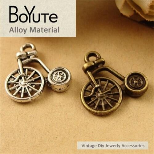 BoYuTe (50 Pieces /lot) 18*17MM Antique Bronze Silver Plated Zinc Alloy Bike Charms Vintage Bicycle Charms for Jewelry Findings