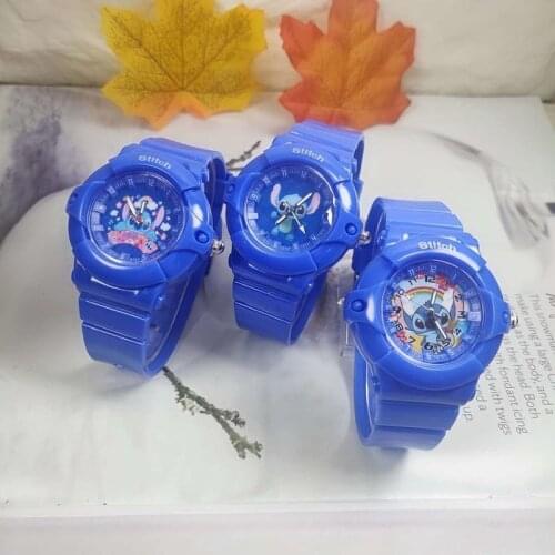 Disney Stitch Interstellar Baby Childrens Cartoon Watch Student Boys and Girls Silicone Digital Pointer Watch watches kids