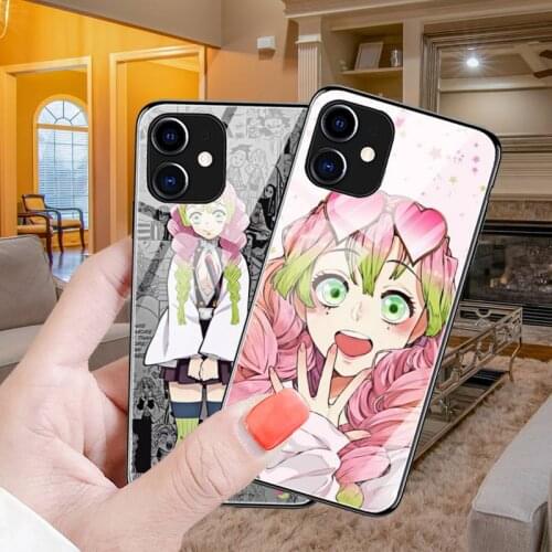 Mitsuri Kanroji Phone Case Glow Luminous Tempered Glass For iPhone 11 12 Pro XR XS MAX 8 X 7 6S Plus SE 2020 12Mini cover