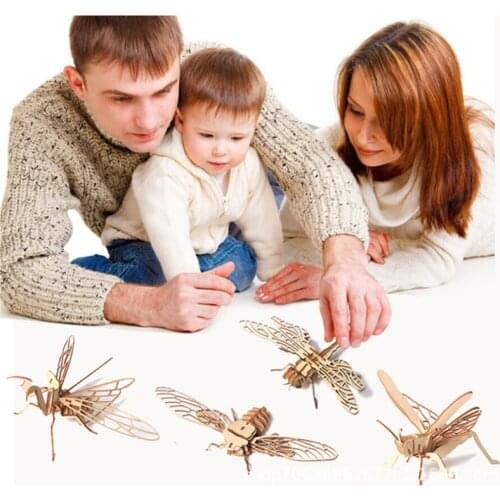 Baby Toy Montessori 3D Puzzle DIY Jigsaw Board Wooden Puzzle Insect Animal Handmade Educational Assembly Toy Gift for Children