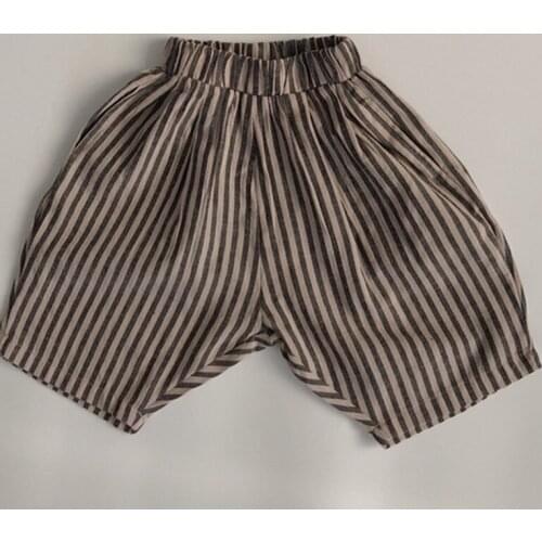 Childrens Cotton Striped Pants Korean Japan Style Summer Kids Casual Fashion Shorts Baby Boys Girls Pants