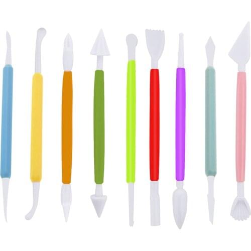 DIY Plastic Baking Craft Tool 9pcs/Set Sugar Craft Fondant Cake Pastry Carving Cutter Chocolate Decorating Flower Clay Shaping