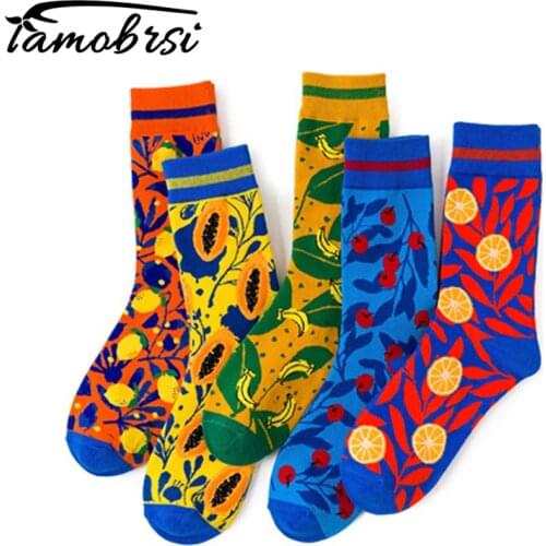 Fruit Banana Cherry Lemon Papaya Streetwear Short Cute Women Men Sock Warm Funny Short Kawaii Winter Cotton Happy Ankle Socks