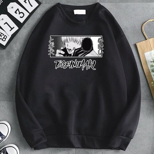 Jujutsu Kaisen Toge Inumaki Print Hoodies O Neck Sweatshirts High Quality Mens Hooded Clothes Fashion Manga Hip Hop Hooded Mens