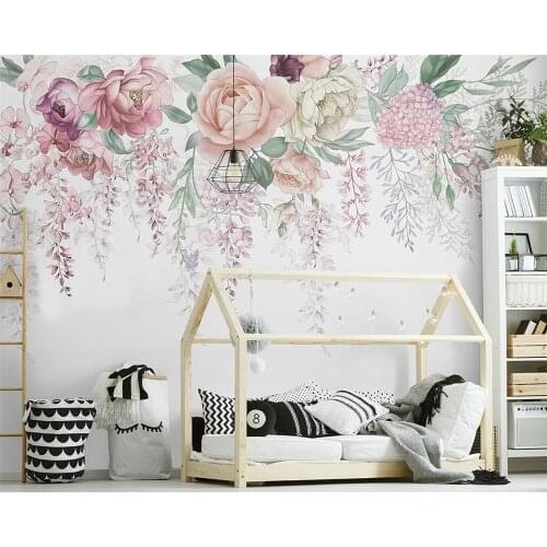 Customized wallpaper 3d hand-painted retro rose flower TV background wall lобои iving room bedroom restaurant papel de parede