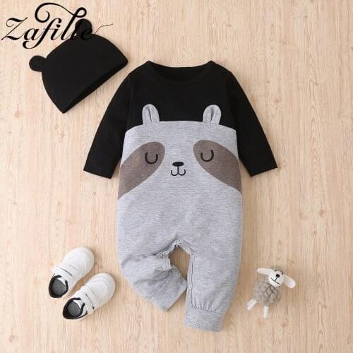 ZAFILLE Animal Baby Romper and Hat Cartoon Shy Bear Baby Boy Romper For Newborn Baby Boy Summer Clothes Crawlers For Kids