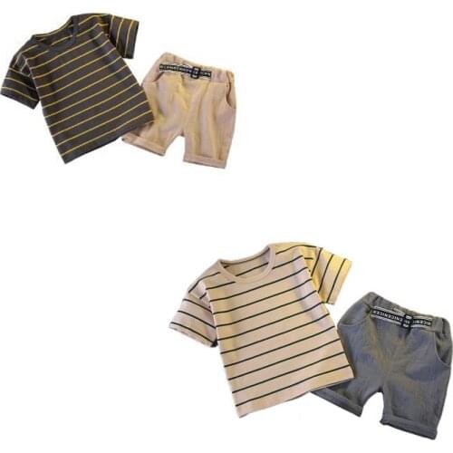 Baby Boys Clothing Sets Summer Children Striped Short T-shirt + Shorts Pants 2PCs Set Kids Fashion Clothes Outfits