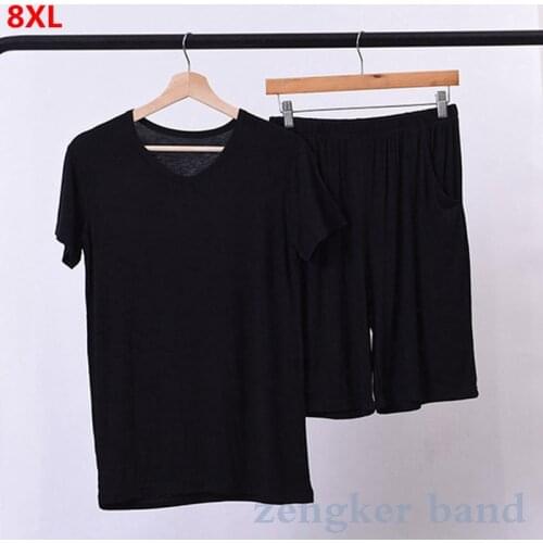 Spring summer mens short-sleeved shorts suit men casual 8XL 7XL mens comfortable casual mens home pajama sets