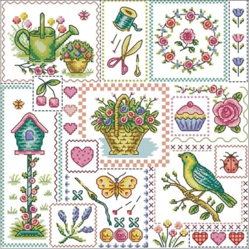 Patchwork summer patterns counted 11CT 14CT 18CT Cross Stitch Sets DIY Chinese Cross-stitch Kits Embroidery Needlework