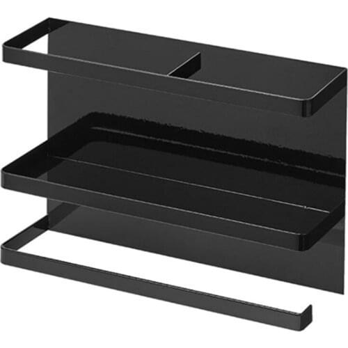 Fridge Spice Rack Refrigerator Magnetic Organizer Shelf with Paper Towel Holder