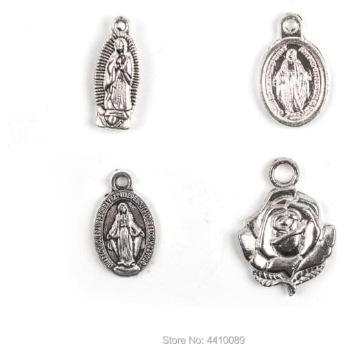 Small Alloy Religious Medal Our lady of Grace Rose Lourdes Virgin Guadalupe