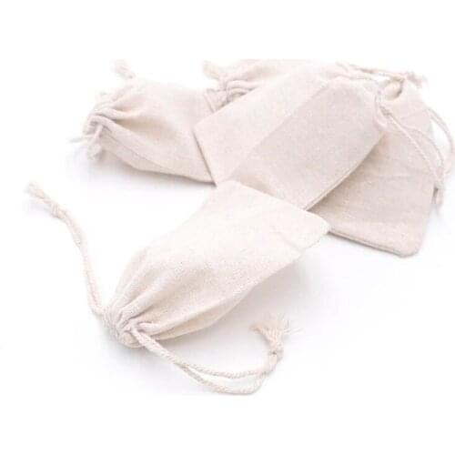 Cotton Linen Bag Pouches Jewelry Packaging&Display Earring Storage Drawstring Festival Favor Gift Package Beaded Bag 10pcs/lot