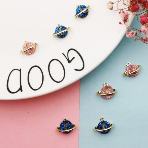 10pcs Lovely Moon Planet Enamel Charms Pendant Metal Earrings Finding 12*15mm Fit DIY Bracelet Jewelry Accessories Gifts