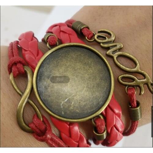 2019 5PCS DIY Multi Layer Leather Bracelet Bangle Blank Base Fit 25mm Round Photo Glass Cabochon Setting Bezel Tray Jewelry Mak