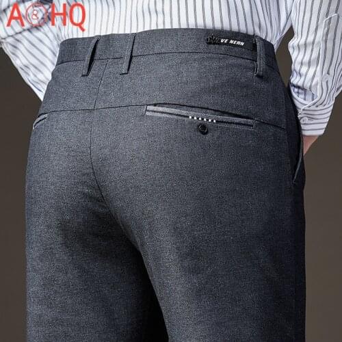 2021 Dress Trousers For Men Business Office Regular Fit Gray Straight Suit Pants Mens Korea Style Clothes Summer Spring