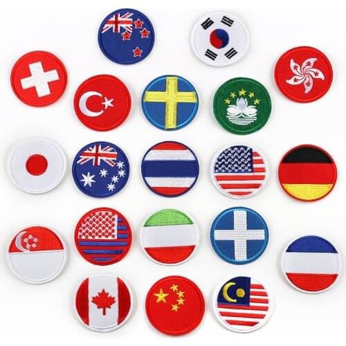 Wholesale Multiple National flag embroidered cloth stickers ironing clothing iron patch . DIY clothing sewing decorative badges