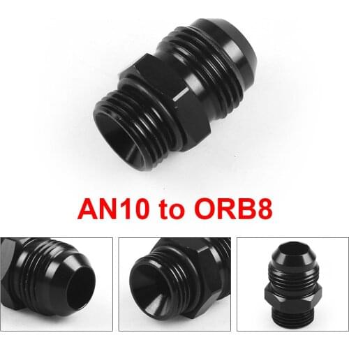 Male Adapter Fitting ORB-8 O-ring Boss AN8 8AN to AN10 10AN Black TT101906