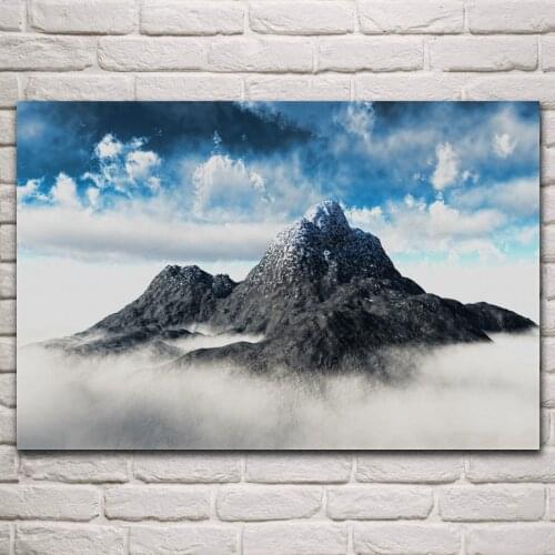Awesome Top of the world great mountain clouds nature landscape posters on the wall picture home living room decoration KP381