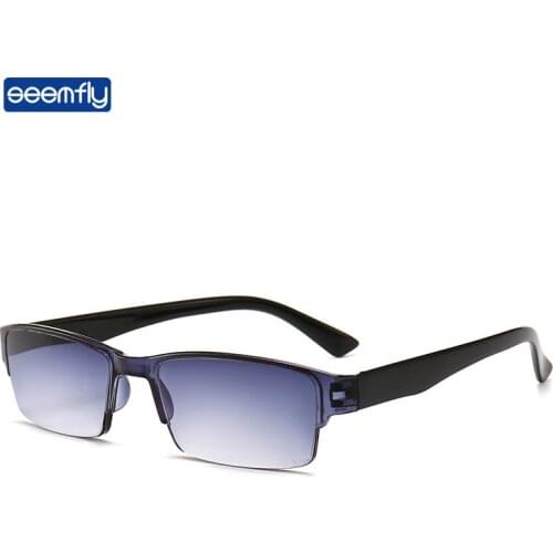 Seemfly 2021 Ultralight Resin Brown Black Reading Glasses Portable Gift For Parents Presbyopic Magnification Half Frame Eyewear