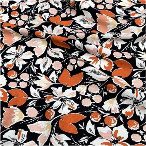 Width 59" Elastic Free Comfortable Soft Printed Slubby Cotton Linen Fabric By The Half Yard For Dress Shirt Cheongsam Material