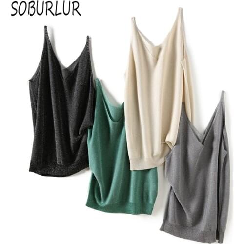 SOBURLUR Vest Sling Top Inside Crop Tops Womens T-shirt Camis Tank Tops Woman Clothes Loose 2021 Summer Loose
