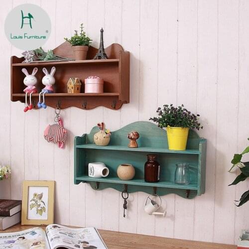 Louis Fashion Coat Racks American Style Old Countryside Solid Wood Wall Clothing Store Decoration and Storage