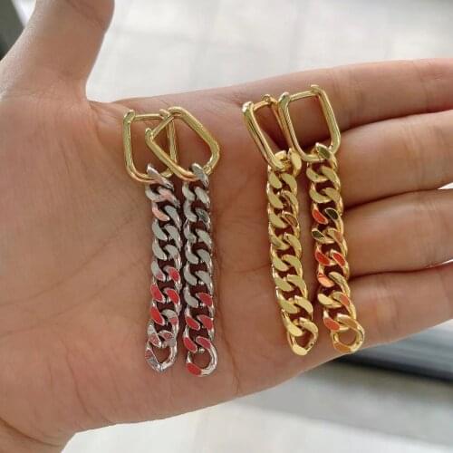 10 Pairs Twist chain drop earrings 8mm chain keep color high quality chain earrings mix colors fashion jewelry accessories