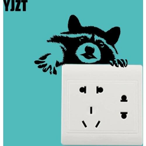 YJZT Animal Raccoon Head Rodent Pet Vinyl Wall Decal Funny Switch Stickers 17SS0109