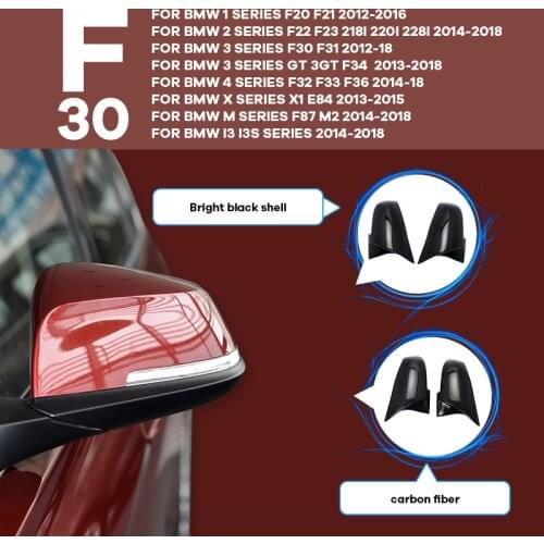 Carbon Fiber Look Rearview Mirror Cover Cap Replacement for BMW F20 F21 F22 F23 F30 F21 F34 F32 F33 F34 F36 E84 X1 F87 M2 i3