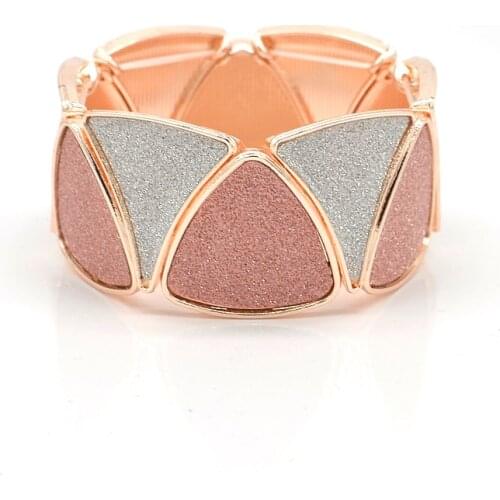 Shining Gray Rose Gold Color Alloy Bangles For Women Geometric Triangle Splice Wide Elasticity Bangle Bracelet Jewelry Gifts