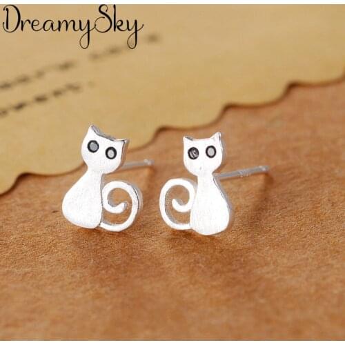 Trendy Silver Color Cat Earrings For Women Jewelry Fashion Ladies Vintage Earrings Pendientes Brincos 2019