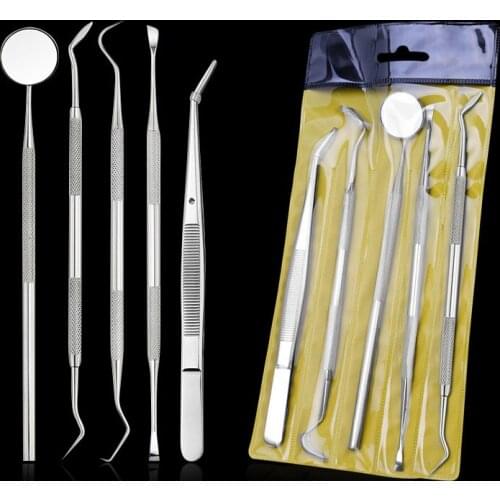 Tooth whitening Dentist Tool Stainless Steel Teeth Clean Tweezer Scraper Scaler Mirror Dental Probe Dental Hygiene Oral Care F
