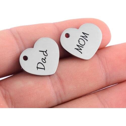 10PCS Stainless Steel Love Heart Fashion Pendant High Quality Jewelry Wholesale