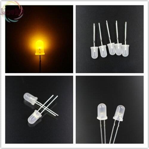 1000pcs LED 5mm Diffused Yellow Bulb Light Urtal Bright MILK led lamp Electronic Components F5MM Emitting Diodes Retail HOT SALE