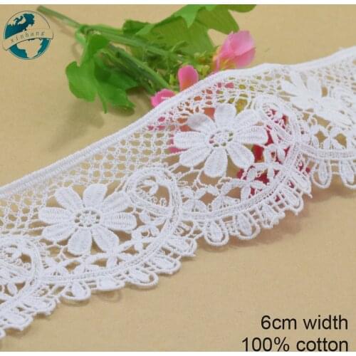 3yards 6cm white 100% cotton embroidery lace french lace ribbon fabric guipure diy trims wedding lace sewing Accessories#4063