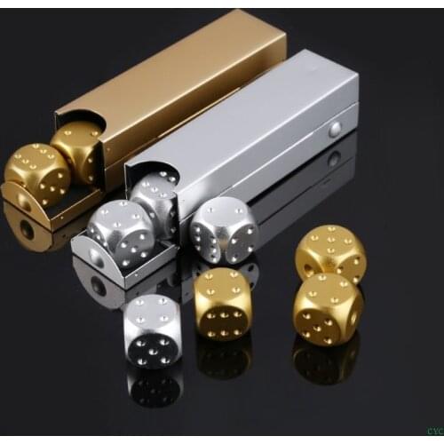 5pcs 16mm Aluminium Alloy Dice Polyhedral Metal Solid Portable Dice Poker Party