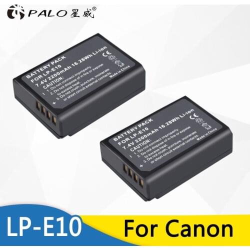 PALO 2pc 2200mAh LP-E10 LP E10 LPE10 Digital Camera Battery For Canon 1100D 1200D 1300D Rebel T3 T5 KISS X50 X70 Battery