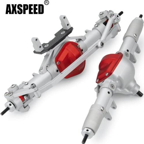 AXSPEED Silver Complete Metal Alloy Front & Rear Axle Set for Axial SCX10 1/10 RC Crawler Model Car Upgrade Parts