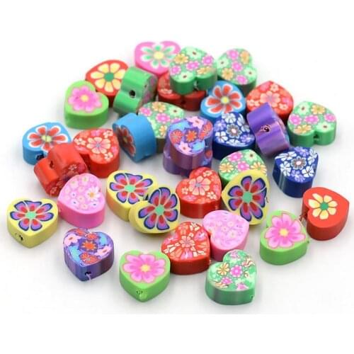 100Pcs/Lot 10mm Polymer Resin Clay Beads Chip Disk Loose Spacer Handmade Bead Heart Face Fruit Animal Flower Star Jewelry Making