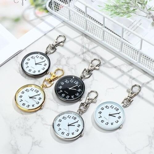 Gift Nurse Watches Portable Women Quartz Pocket Watch Minimalist Ultra Thin Open Face Key Buckle
