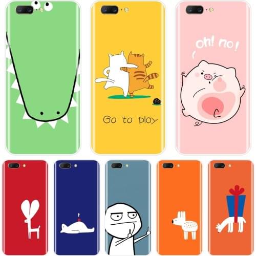 Phone Case For OnePlus 3 3T 5 5T 6 6T Soft Silicone Pink Pig Yellow Cat Red Deer Blue Back Cover For One Plus 3 3T 5 5T 6 6T