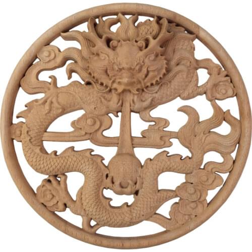 Wooden Home Decoration Accessories Wood Carved Corner Onlay Applique Furniture Door Wall Sticker Figurine Garden Decoration