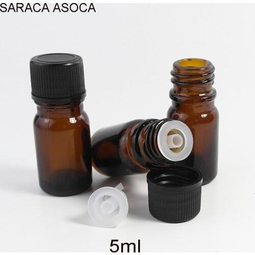 5ml Amber Glass Essential Oil Bottle Dropper Plug Black Cap With EVA Sponge Mat Protected From Light Seal Small Brown Bottle
